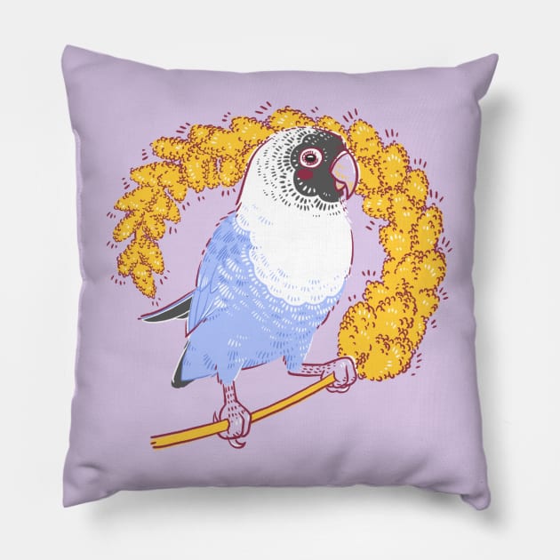 Lovebird Treats Pillow by Drawing Alba