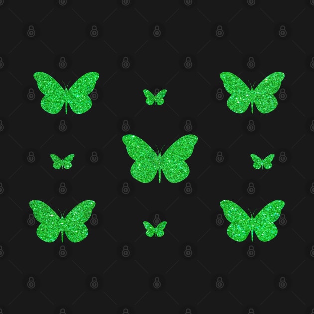 Green Faux Glitter Butterflies by Felicity-K