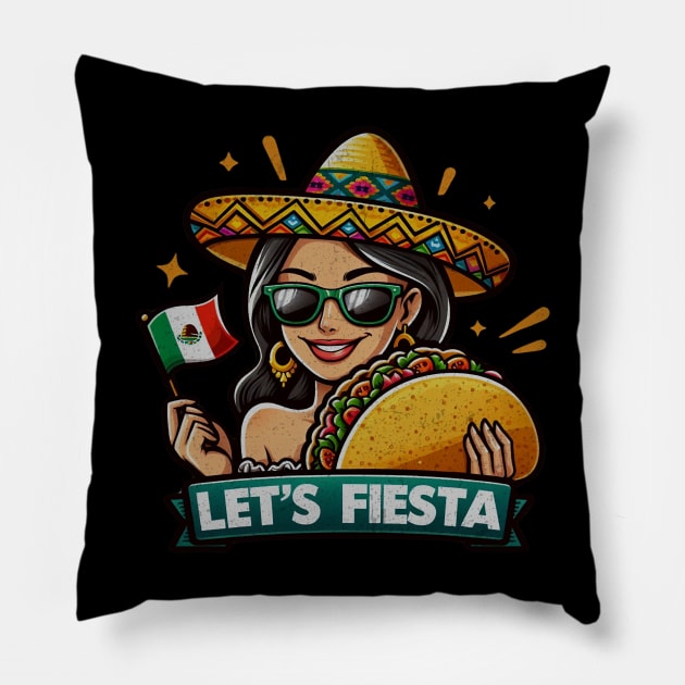 tacos Let's Fiesta dabbing sunglasses girls Cinco De Mayo Mexican Pillow by MetAliStor ⭐⭐⭐⭐⭐