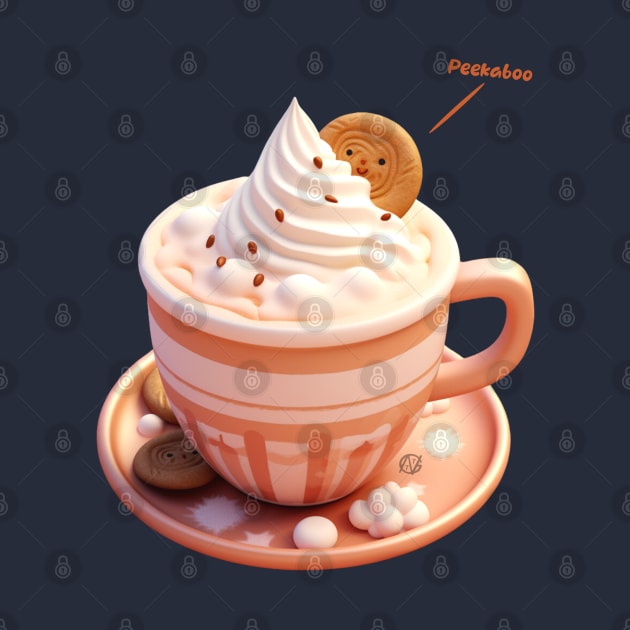 Peekaboo Kawaii cookie in a cup by Violet77 Studio