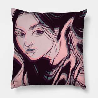 Trippy girl but pink Pillow