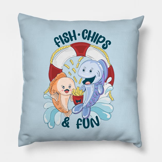 Fish, Chips and Fun Pillow by ThaisMelo