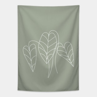 Boho, Sage Green Decor, Line Art, Botanical Tapestry