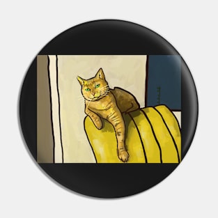 Cat on the back of a sofa, painted cat Pin