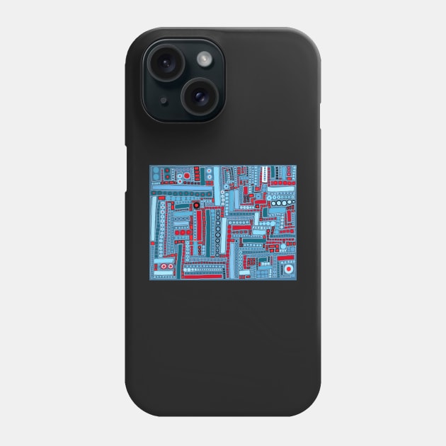 Wacky Maze - Aqua, Robin&amp;#39;s Egg Blue, Turquoise, Crimson, and Red Phone Case by CTWuellner
