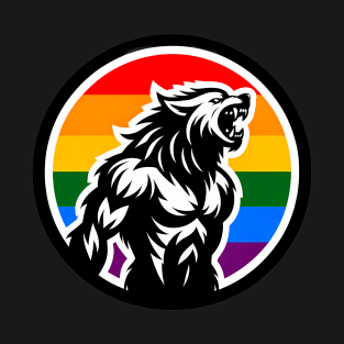 LGBTQ Pride Werewolf Anthro Furry Rainbow Logo T-Shirt