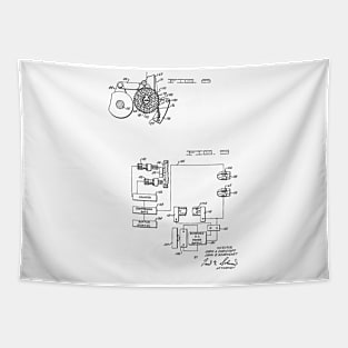 Driving and supporting means for high speed printing drum Vintage Patent Hand Drawing Tapestry