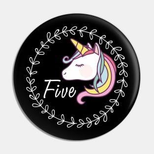 Five Years Old Unicorn Birthday Pin