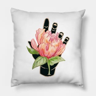 Gilded Hands - Peony Dark Version Pillow