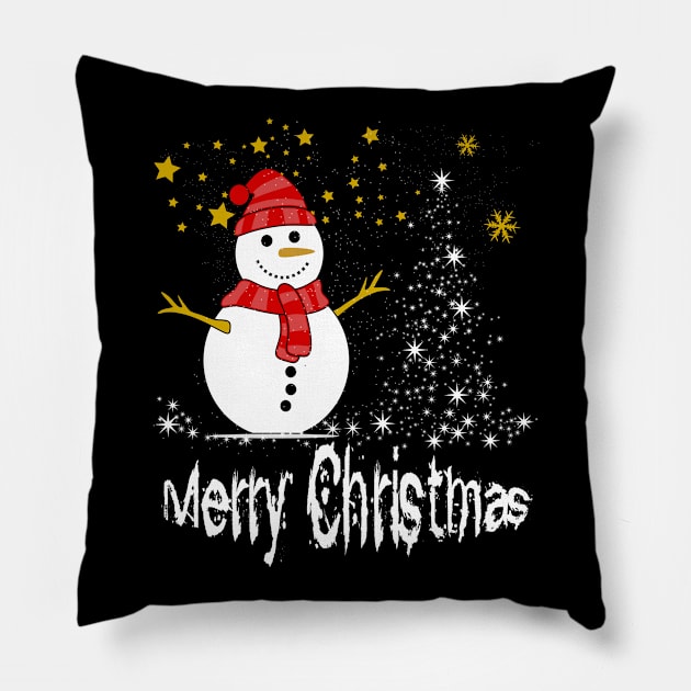 Snowman Merry Christmas gift Pillow by UranusArts