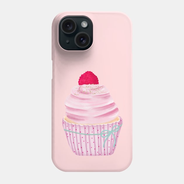 Cupcake with raspberry Phone Case by CalliLetters
