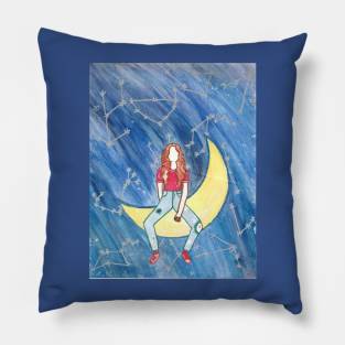 Ledge of the moon - water color metallics Pillow