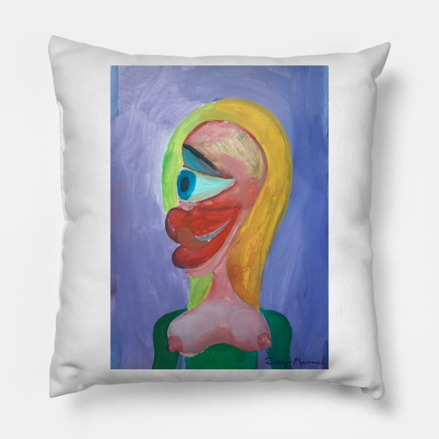 blonde cubist girl 4 Pillow by diegomanuel