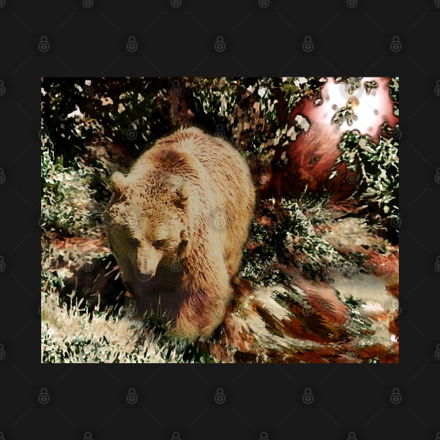 Forest Wild Grizzly Brown Bear. Woods by BarbaraGlebska