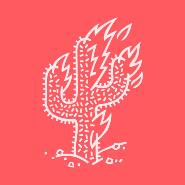 flaming cactus (white) by BrownWoodRobot