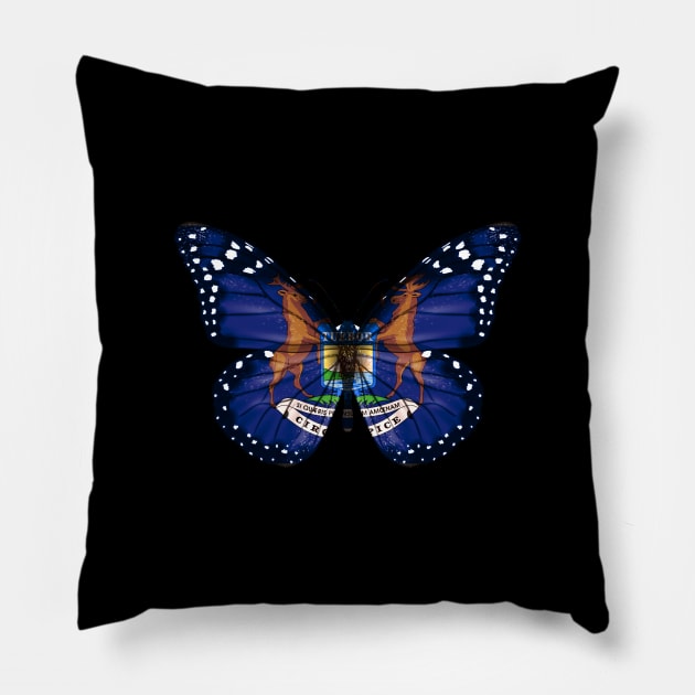 Michigan Flag Butterfly - Gift for Michigander From Michigan MI Pillow by Country Flags