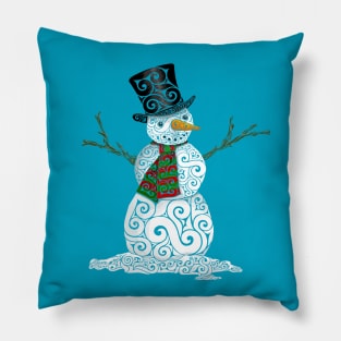 Swirly Snowman Pillow