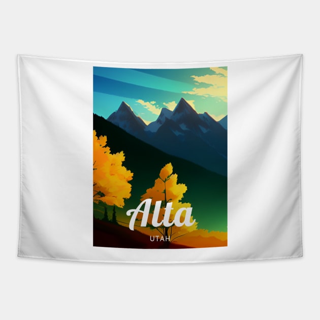 Alta Utah United States ski Tapestry by UbunTo