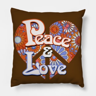 Retro Peace and Love Vintage Heart Pillow