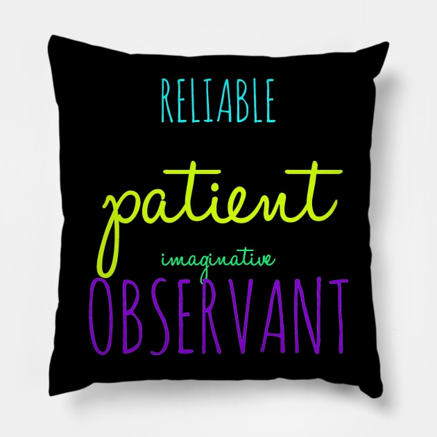 ISFJ Reliable Patient Imaginative Observant Pillow by coloringiship