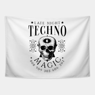 TECHNO - Late night Magic (Black) Tapestry