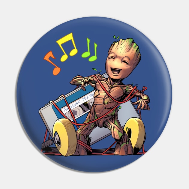 groot the music Pin by masbroprint