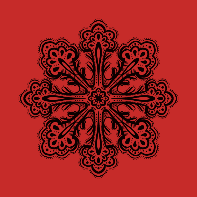 Decorative Snowflake Abstract Winter Ink Art by Boriana Giormova