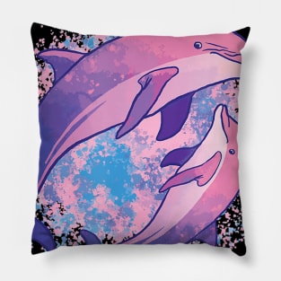 Cute Tie-dye Dolphin Parent And Child Dolphins Pillow