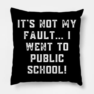 It's not my fault... I went to public school! Pillow