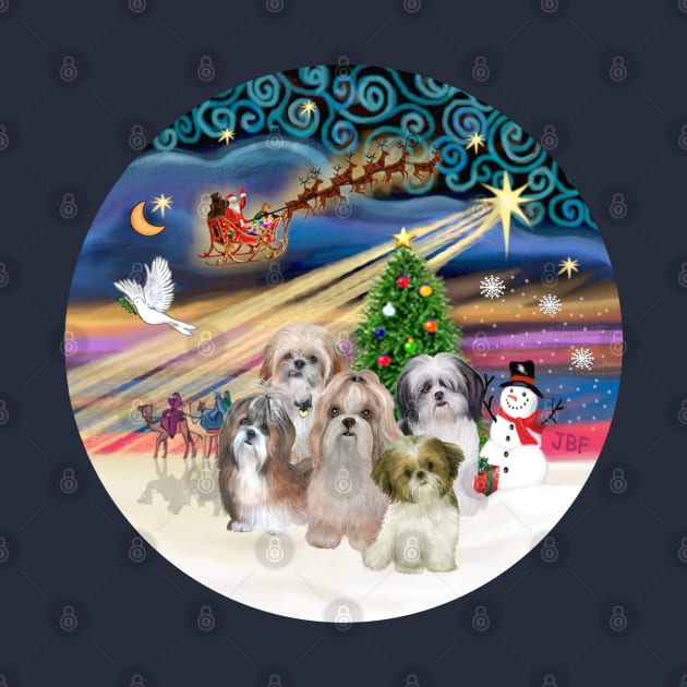 "Christmas Magic" with Five Shih Tzus by Dogs Galore and More