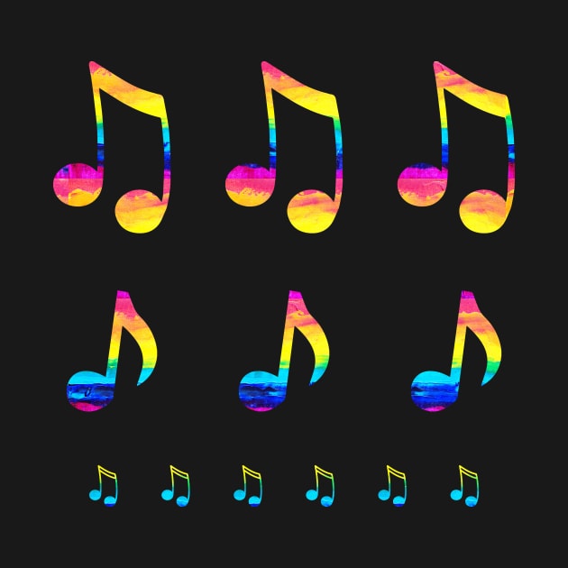 Colorful Music Notes by Kelly Louise Art