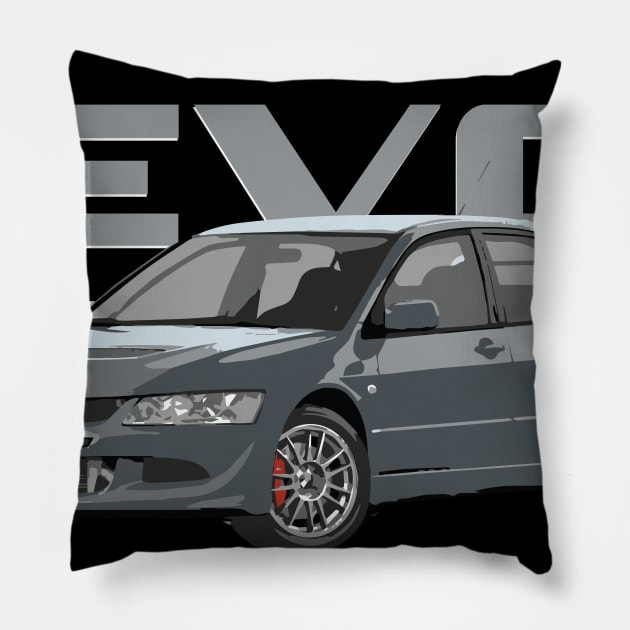 graphite grey mitsubishi evo 8 Pillow by cowtown_cowboy