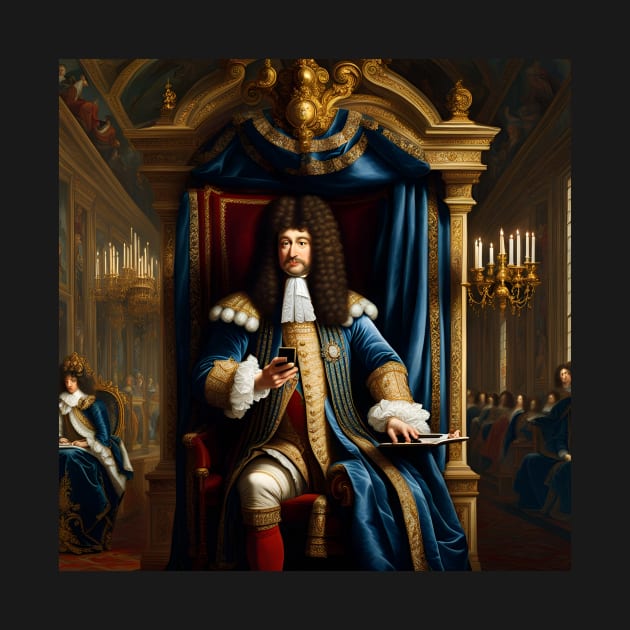 Louis XIV watching his Smartphone by Superfunky