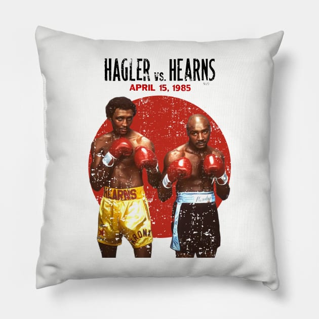 HOT!! Hagler vs Hearns Boxing 1985 Pillow by Don'tawayArt