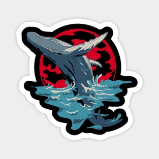 Whale Art - Humpback Whale Breaching Anime Style Magnet