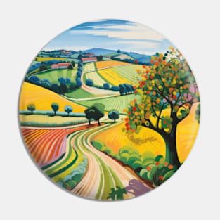 a landscape with a tree and fields Pin