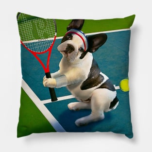 French Bulldog Dog Playing Tennis Pillow