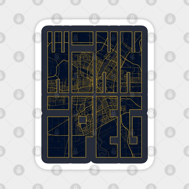 Winnipeg, Canada City Map Typography - Gold Art Deco Magnet by deMAP Studio