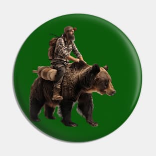 men and grizzly bear Pin