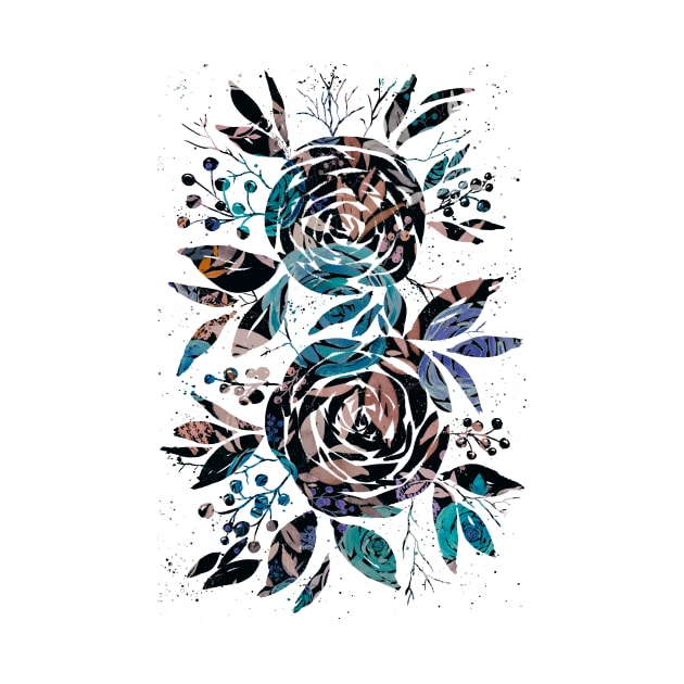 Bluish Watercolor Roses by cesartorresart