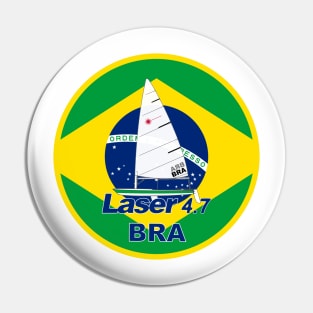 laser class sailboat on a flag Brazil Pin