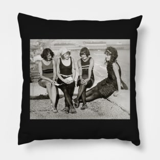 Girls at Atlantic City Beach, 1922. Vintage Photo Pillow