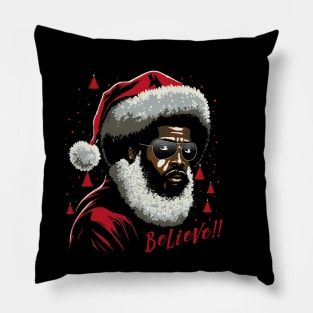 Black Santa, Believe! Pillow