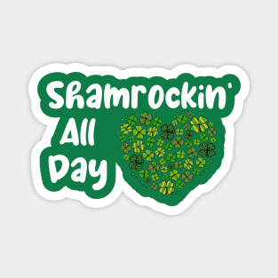 Shamrockin' All Day Heart with Clovers Magnet