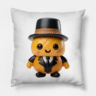 Cute Kawaii Office Pineapple with Top Hat Pillow