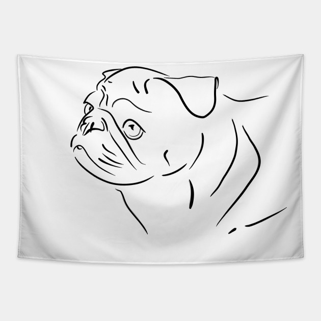 Pug Dog Line Drawing Pug Tapestry Teepublic