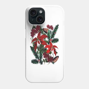 Poinsettia and Pine Phone Case