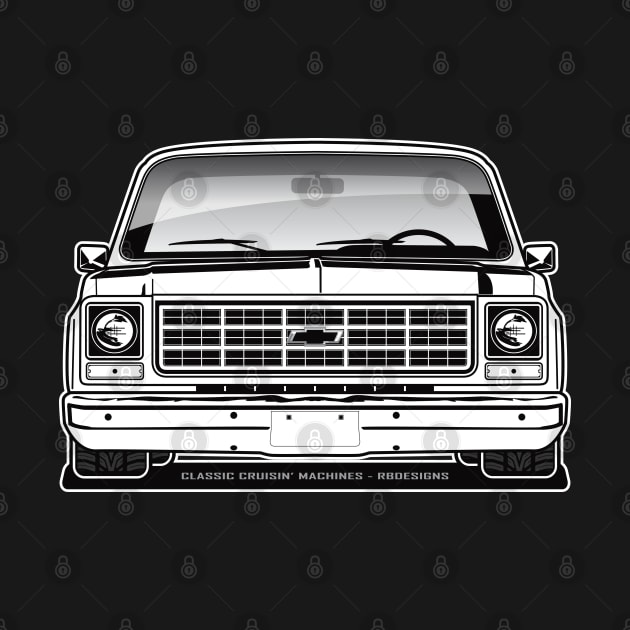 1979 Squarebody Chevrolet C10 Blazer Suburban T-Shirt BW by RBDesigns