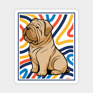 Colorful and Cute Shar Pei Puppy Magnet