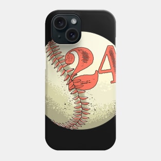 Vintage Baseball Number 24 Shirt Cool Softball Mom Phone Case